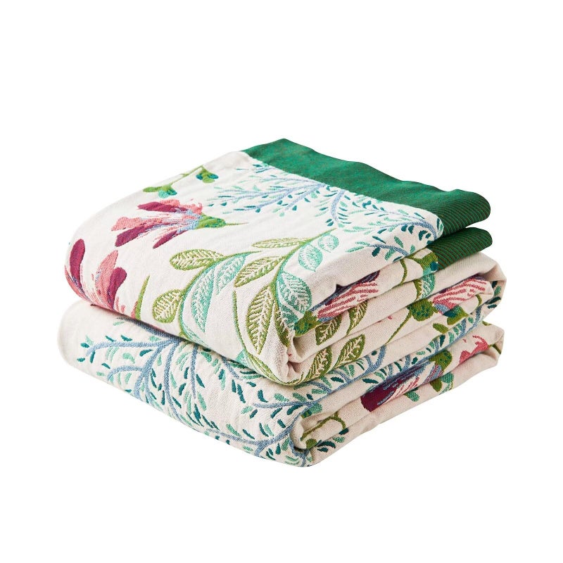 XIBLC Boho Throw Blanket for Bed  100% Cotton Soft Rustic Quilt Fall Blanket  60""x80"" Floral Printed Farmhouse Decor Bed Blankets  All Season Rustic Reversible Bohemian Throw Quilt - Image 1