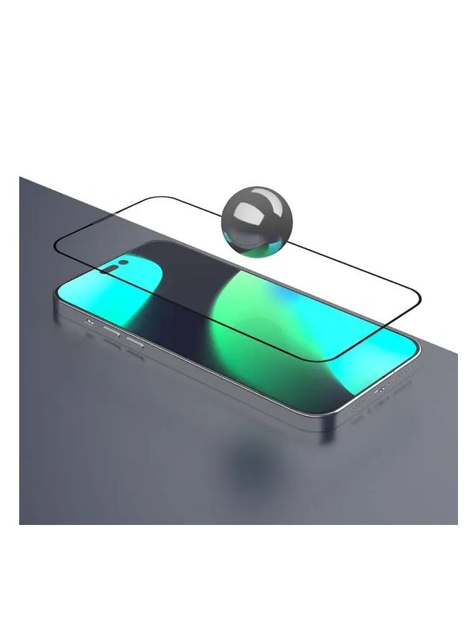 devia Van Series Full Screen Anti-Static Twice-Tempered Glass for iPhone 14 Pro (6.1") - Black - Image 5