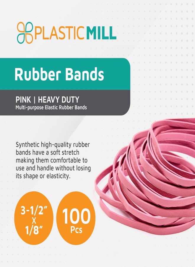 PlasticMill Pink Rubber Bands Size 33 (3 1/2" x 1/8") - #33 Colored Rubber Bands Office Supplies - Strong, Elastic Bands for Crafts, Balloon Garland, Cash, File Folders (100-Pack) - Image 2