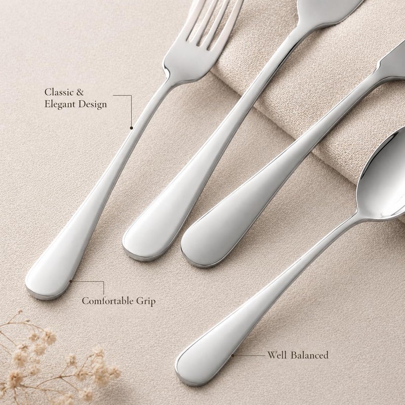 SANTUO Silverware Set, Stainless Steel Knives Spoon Forks Set for Home, Kitchen and Restaurant, Mirror Polished& Dishwasher Safe (12pcs-Silverware set) - Image 3