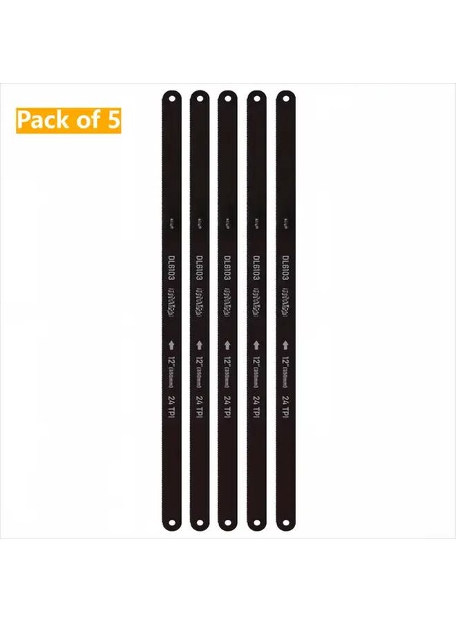 DL6103 65Mn 5 Sticks 12 Inch Bimetal High Carbon Steel Saw Blade Hand Flexible Manual Disc Sharp Teeth for Wood Metal Heavy Duty DIY No Power Required - Image 1