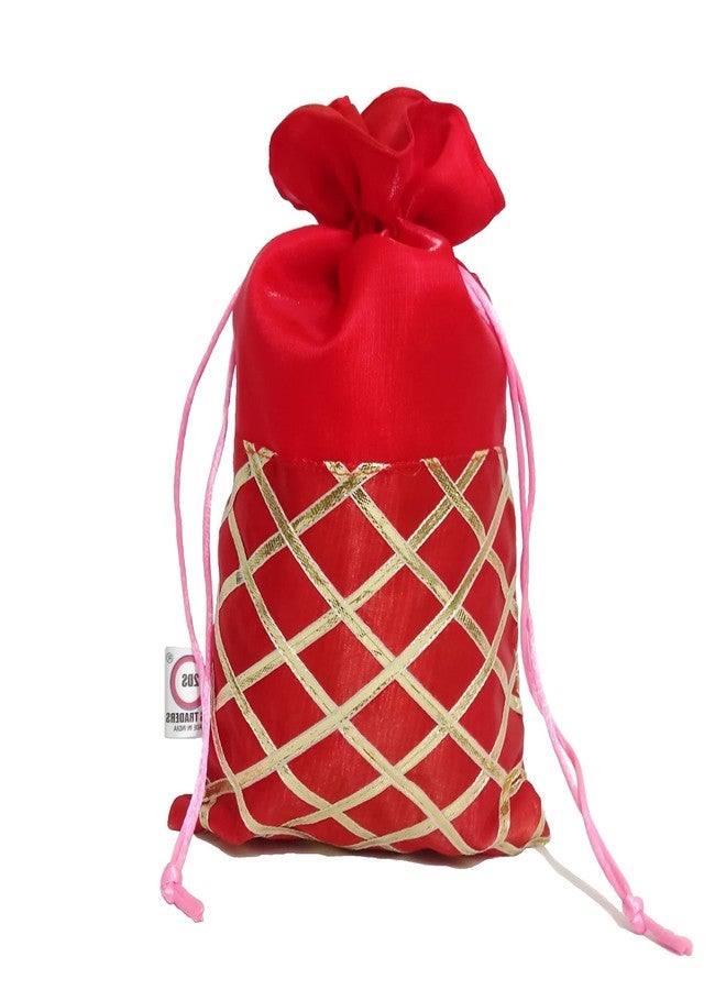2DS Women's Gota Work Silk Potli Bags, Multicolour, Set of 6 - Image 4