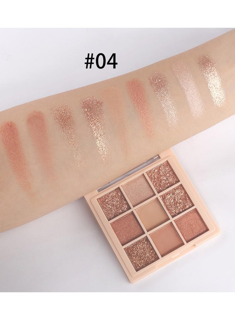 dikalu 9Color Nude Champagne Gold Rose Gold Colorful Glitter Eyeshadow Palette Makeup,Korean Natural Neutral Rainbow Eyeshadow palettes Highly Pigmented Naturing-Looking Long Lasting Waterproof Blendable - Image 4