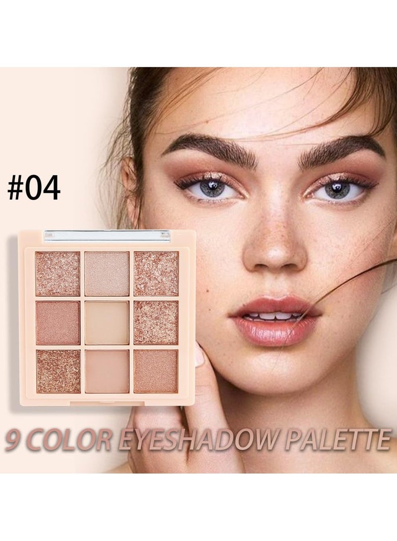 dikalu 9Color Nude Champagne Gold Rose Gold Colorful Glitter Eyeshadow Palette Makeup,Korean Natural Neutral Rainbow Eyeshadow palettes Highly Pigmented Naturing-Looking Long Lasting Waterproof Blendable - Image 3