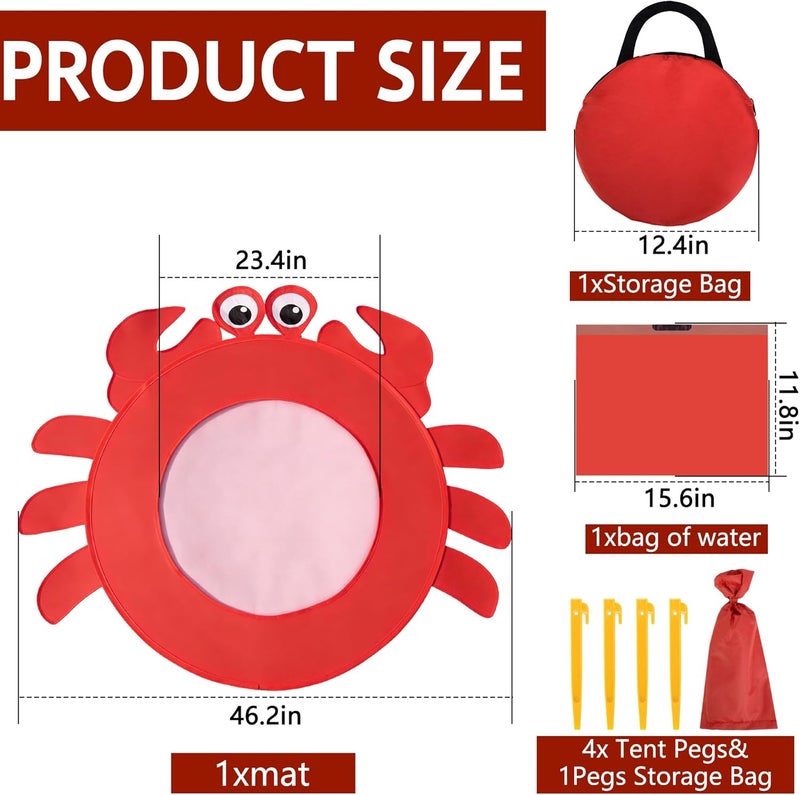 RunNico Pop Up Beach Pool, Portable Toddler Beach Pit with Water Bag and Storage Bag, Cute Shape Beach Pool Puddle for Outdoor Summer Beach Camping Traveling Vacation (Crab) - Image 2