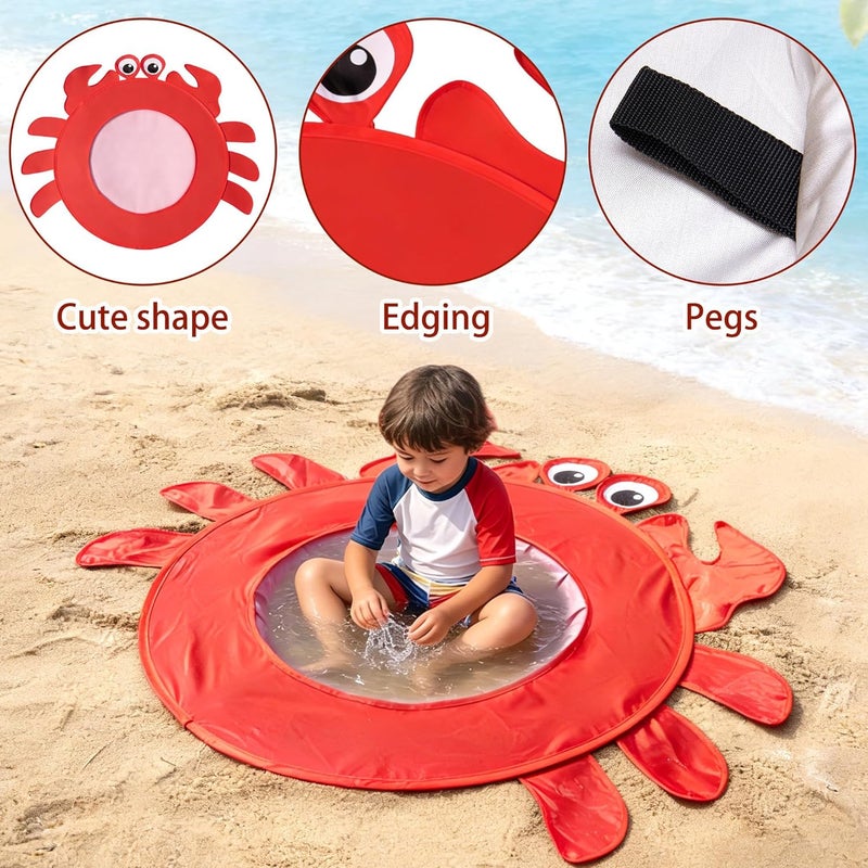 RunNico Pop Up Beach Pool, Portable Toddler Beach Pit with Water Bag and Storage Bag, Cute Shape Beach Pool Puddle for Outdoor Summer Beach Camping Traveling Vacation (Crab) - Image 4