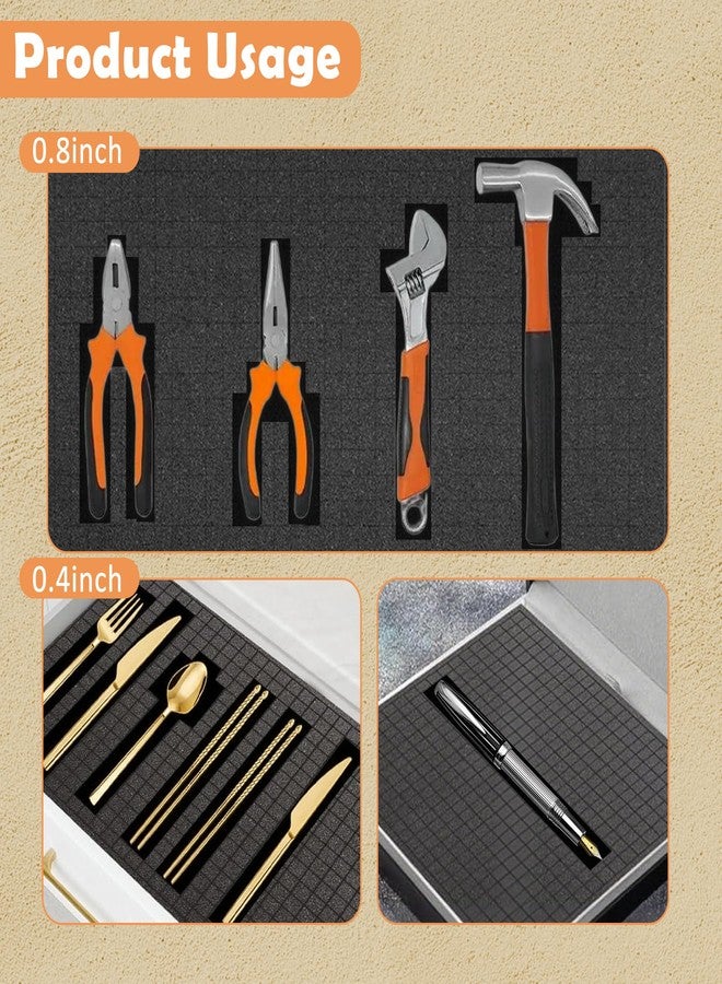 ROJMMFOL 16" x 12" Pick and Pluck Foam Inserts for Tool Box - 8 Pack High-Density Polyurethane Foam Sheets (4×0.4in + 4×0.8in), Customizable Toolbox Padding for Equipment, Tools, Cameras & Cases - Image 3