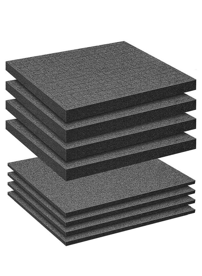 ROJMMFOL 16" x 12" Pick and Pluck Foam Inserts for Tool Box - 8 Pack High-Density Polyurethane Foam Sheets (4×0.4in + 4×0.8in), Customizable Toolbox Padding for Equipment, Tools, Cameras & Cases - Image 1