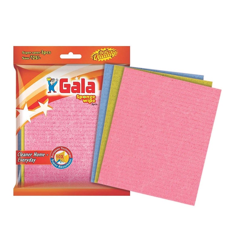 Gala Sponge Wipe for Kitchen, Kitchen Cleaning Sponge,Biodegradable Cellulose Material for Kitchen and Home Cleaning (3 Pcs Pack) - Image 4