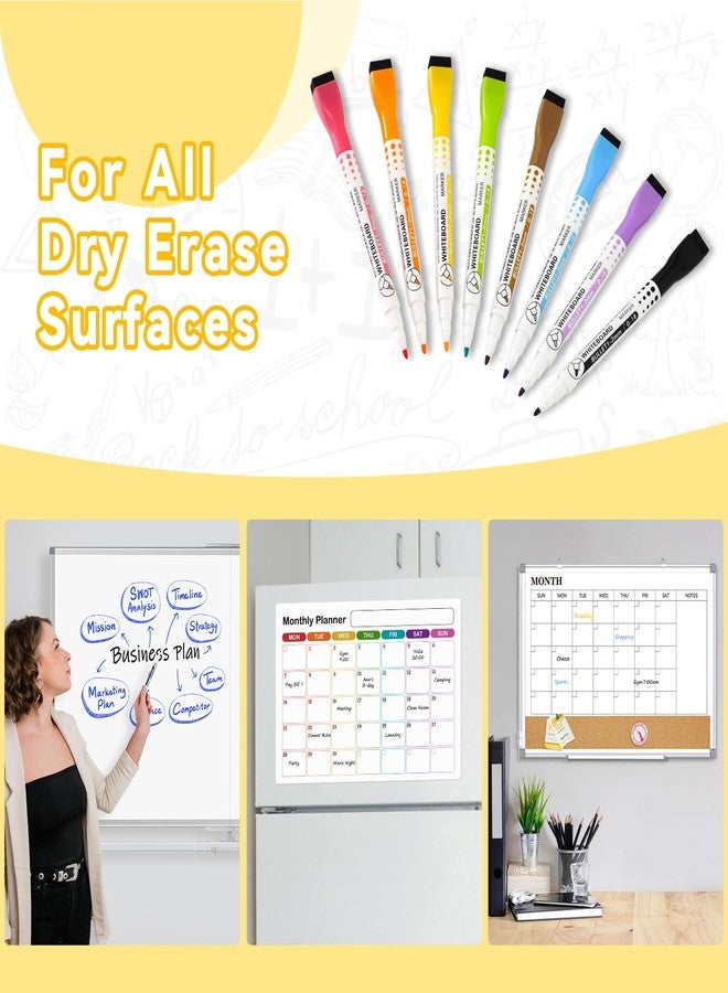 WALGLASS Dry Erase Markers, 8 Count Magnetic Whiteboard Markers with Eraser, Fine Tip For Writing on White Board, Dry Erase Calendar Board, Fridge Calendar for School Office Home - 8 Colors - Image 5