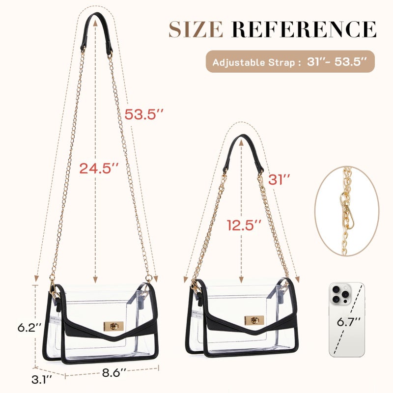 Missnine Clear Bag for Stadium Events Clear Crossbody Purse Stadium Approved Women Transparent Shoulder Bag for Concerts - Image 5