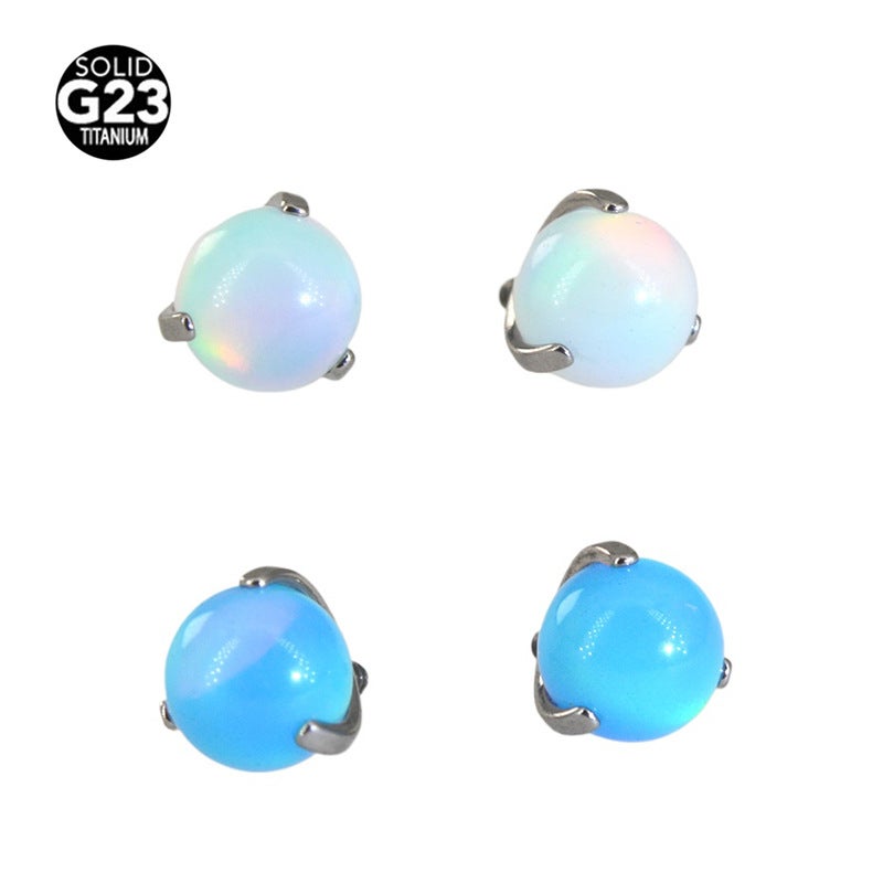 G23 Titanium 3 Claws Pull Flower Nebula Australia Treasure Ball 0.9 Teeth Replacement Ball Lip Nail Ear Bone Nail Ear Screen Nail Tongue Nail Nail - Image 2