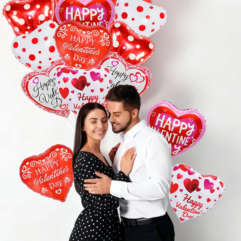 YOUDICT Happy Valentines Day Balloons, 18 Inch Red Pink White Heart Balloons, Valentines Heart Balloon for Valentine Day Romantic Decorations Special Night Party Supplies - Image 3