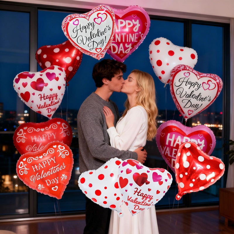 YOUDICT Happy Valentines Day Balloons, 18 Inch Red Pink White Heart Balloons, Valentines Heart Balloon for Valentine Day Romantic Decorations Special Night Party Supplies - Image 5