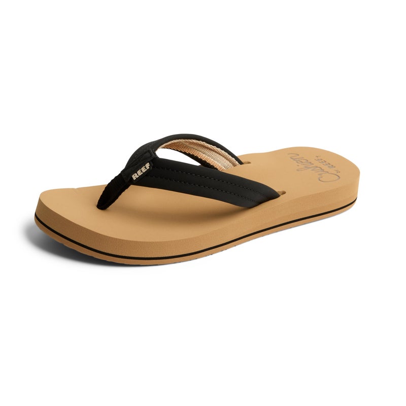 REEF Cushion Breeze Womens Flip Flop, Ultra Soft Cushion Footbed, Arch Support, Black/Tan, 9 - Image 1