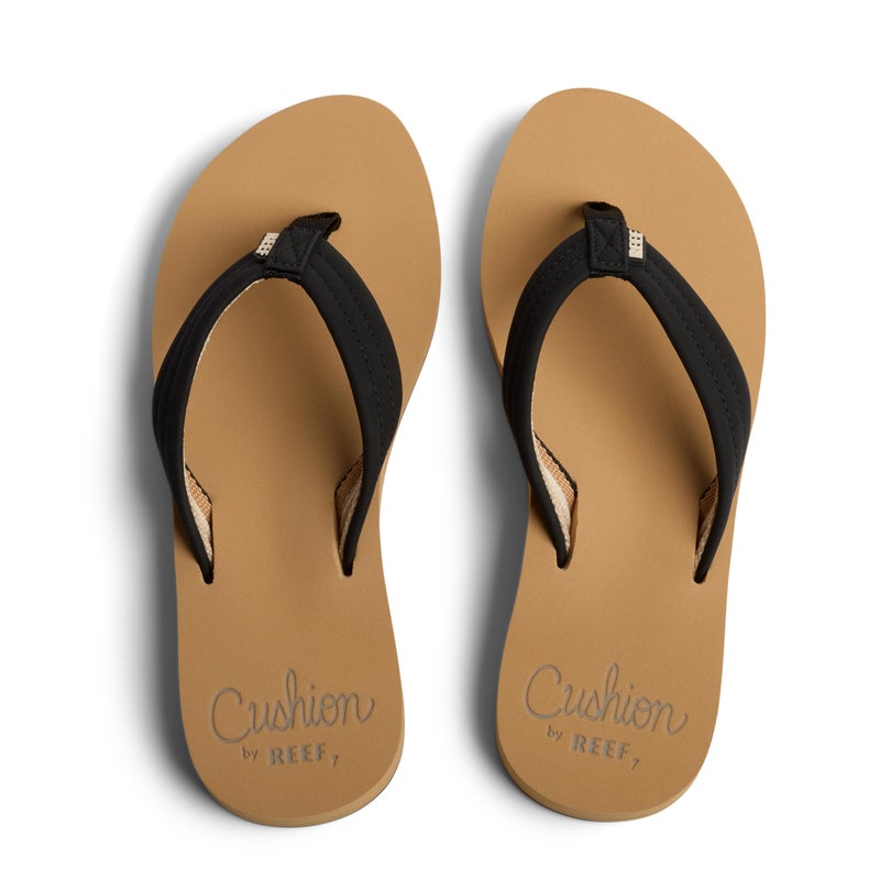 REEF Cushion Breeze Womens Flip Flop, Ultra Soft Cushion Footbed, Arch Support, Black/Tan, 9 - Image 4