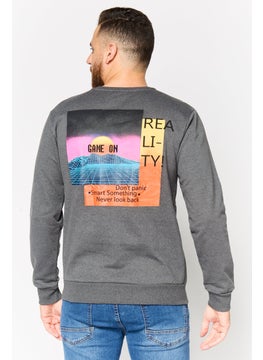 Trendyol Man Men Crew Neck Long Sleeve Plain Sweatshirt, Dark Grey  - Image 4