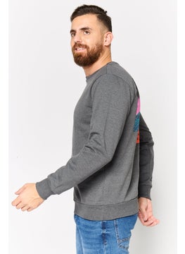 Trendyol Man Men Crew Neck Long Sleeve Plain Sweatshirt, Dark Grey  - Image 3