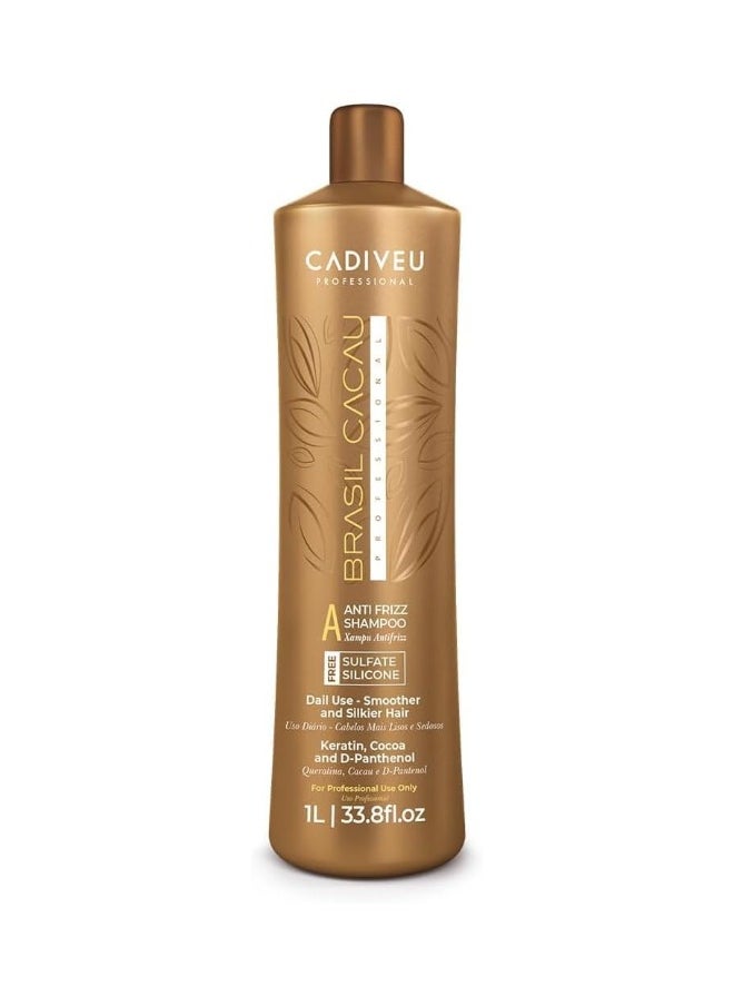 Brasil Cacau Brasil Cacau Anti Frizz Shampoo 1000ml - Professional Keratin-Infused Formula with Cocoa Butter & Panthenol for Smooth, Frizz-Free Hair  - Image 1