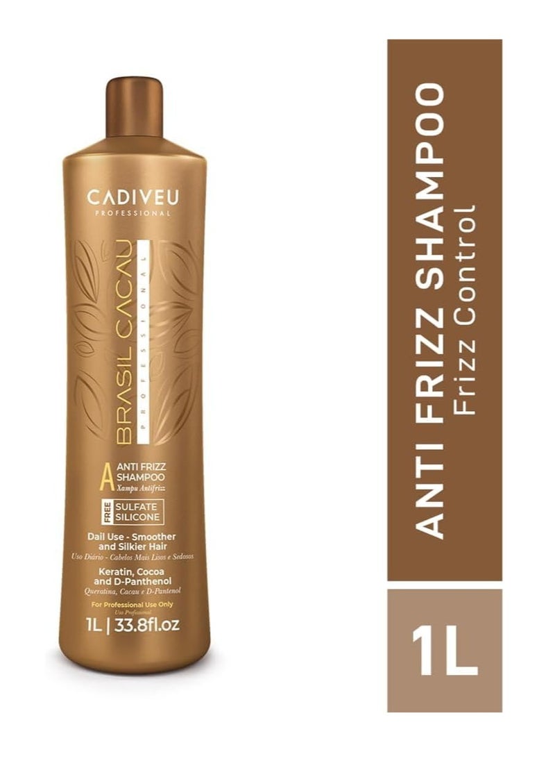 Brasil Cacau Brasil Cacau Anti Frizz Shampoo 1000ml - Professional Keratin-Infused Formula with Cocoa Butter & Panthenol for Smooth, Frizz-Free Hair  - Image 2