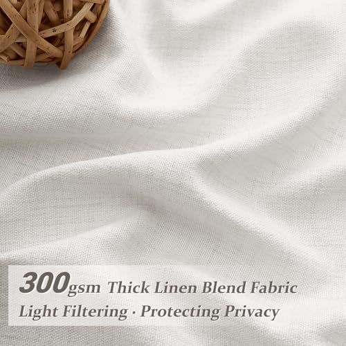 PleatedDrapes 102 Inch Long Curtains for Living/Dining Room, Elegant Pinch Pleated Linen Curtain 102 inches Light Filter Privacy That Let Light in Cortinas para Sala Modernas 2 Panels Set Beige White - Image 2