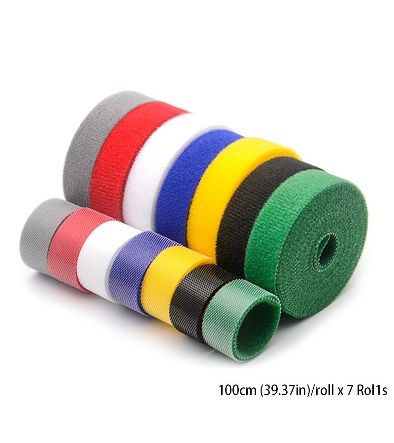 Seven Color Pack Back to Back Hook and Loop Fastener Sets Reusable Cable Ties - Image 3