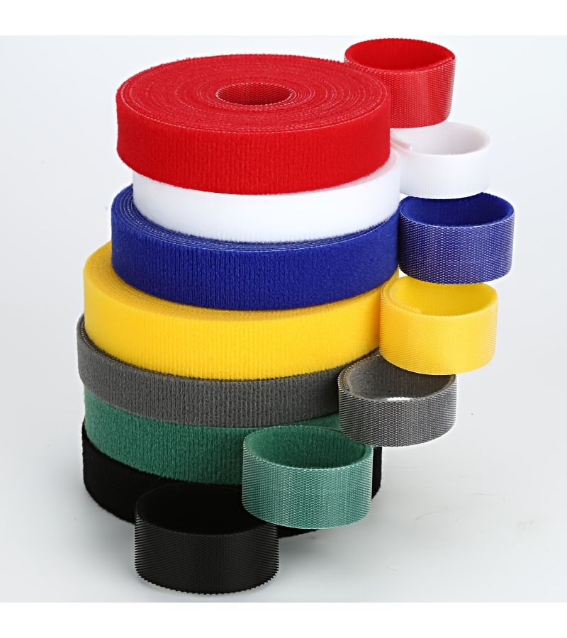 Seven Color Pack Back to Back Hook and Loop Fastener Sets Reusable Cable Ties - Image 1