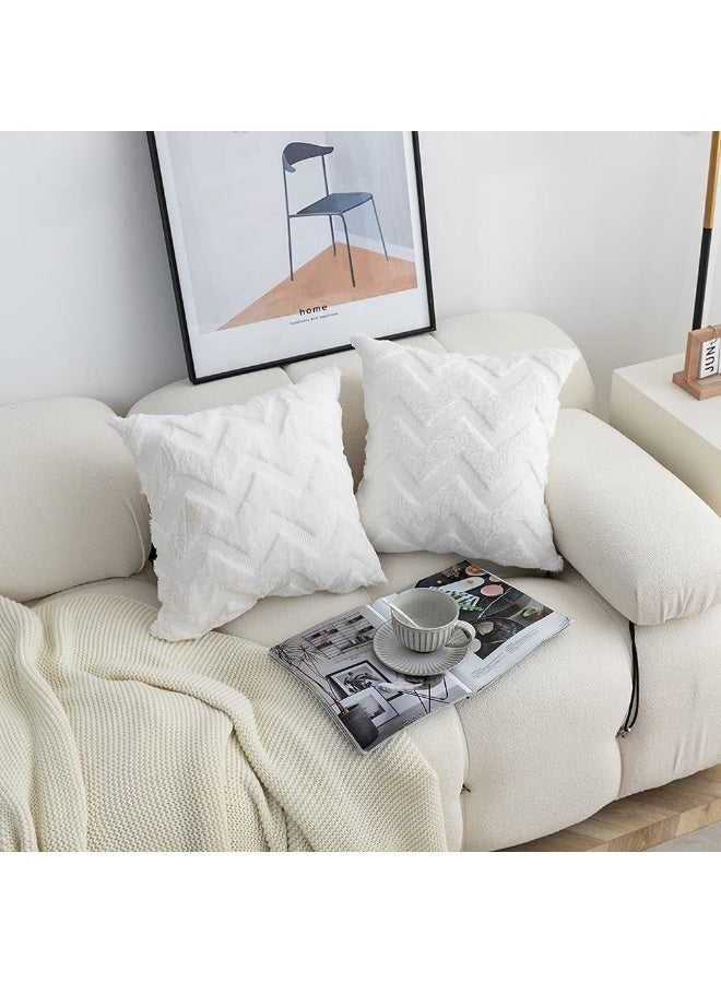 غطاءي وسائد أملس أبيض بتصميم معين 45x45 سم, أغطية مخملية مع سحاب مخفي لديكور غرف النوم الفاخر