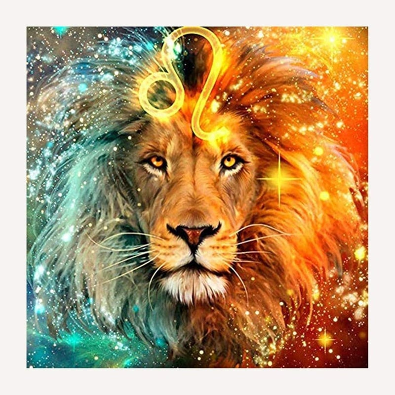 MATSON 5D Lion Painting KitDrill Rhinestone Embroidery Cross Stitch Art Kit Wall Hangings Night Scene for Home Wall Decor Arts Craft 5D Lion Painting Kit