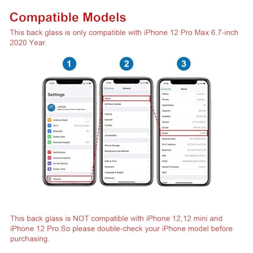 Perzework استبدال زجاج خلفي أصلي من بيرز وورك (أزرق المحيط) متوافق مع آيفون 12 برو ماكس 6.7 بوصة لجميع الشبكات مع لاصق مثبت مسبقًا ومجموعات أدوات الإصلاح - Image 2