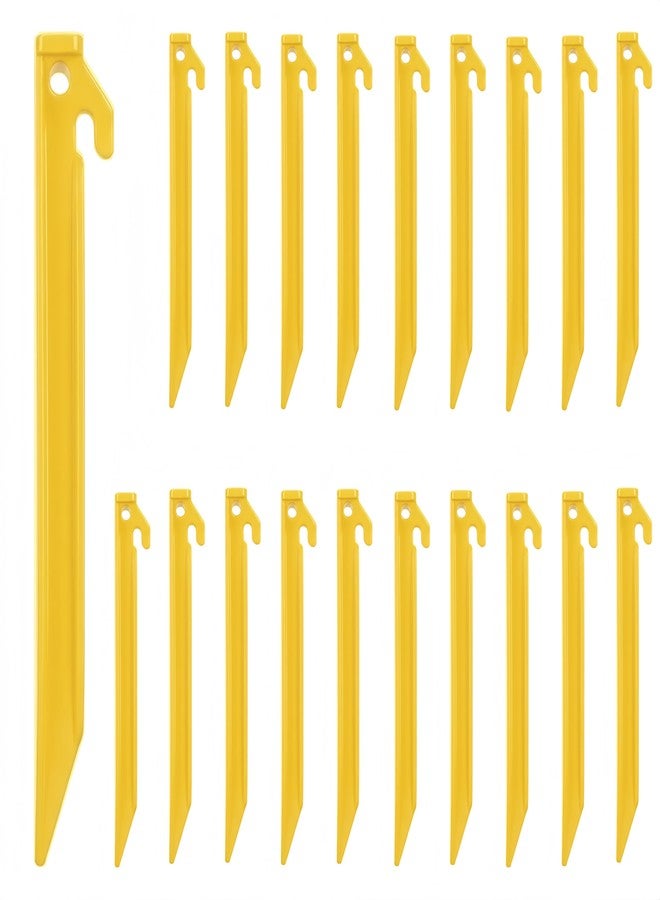 Oualhoo 8.9" Heavy Duty Plastic Tent Stakes, Sturdy Tent Pegs for Camping Outdoor Sand Beach, Durable Canopy Stakes, Lightweight Rust-Free Anchors for Yard Inflatable, 20 PCS - Image 1