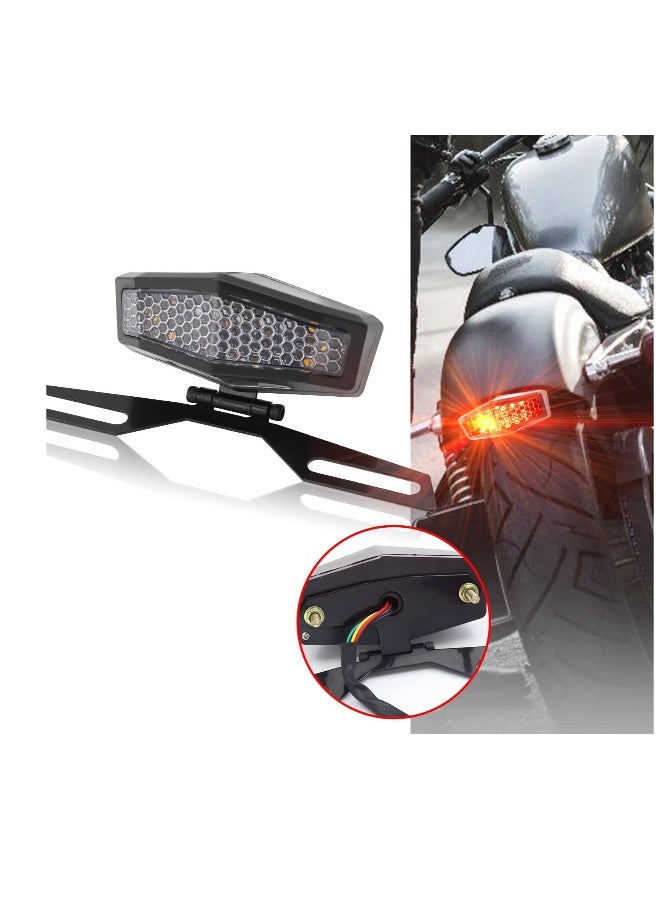 Universal LED Motorcycle Tail Light with License Plate Bracket, 12V Integrated Turn Signals & Brake Light for Dirt Bikes, Scooters & ATVs (Black) - Image 5