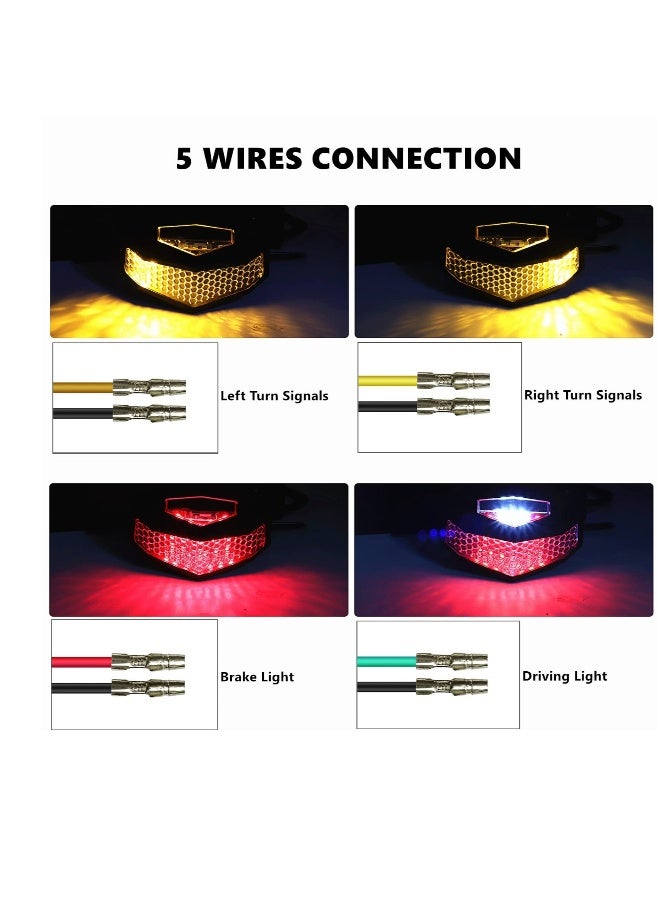 Universal LED Motorcycle Tail Light with License Plate Bracket, 12V Integrated Turn Signals & Brake Light for Dirt Bikes, Scooters & ATVs (Black) - Image 1