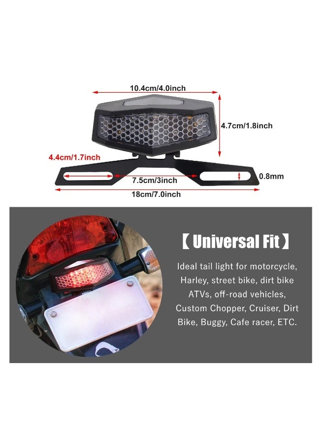 Universal LED Motorcycle Tail Light with License Plate Bracket, 12V Integrated Turn Signals & Brake Light for Dirt Bikes, Scooters & ATVs (Black) - Image 2