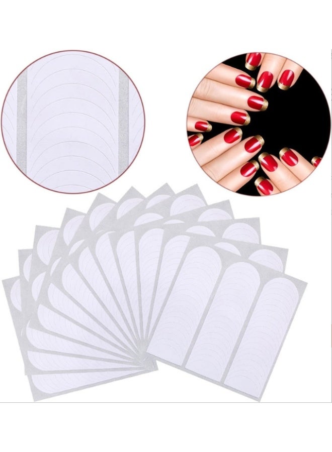 50 Sheets (2400 pcs) French Nail Self-Adhesive Paper Template Nail Tip Smile Line Guide For Ladies And Girls - Moon Shaped Design - Image 1