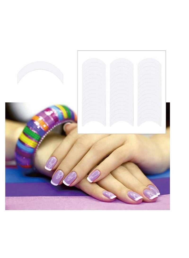 50 Sheets (2400 pcs) French Nail Self-Adhesive Paper Template Nail Tip Smile Line Guide For Ladies And Girls - Moon Shaped Design - Image 3