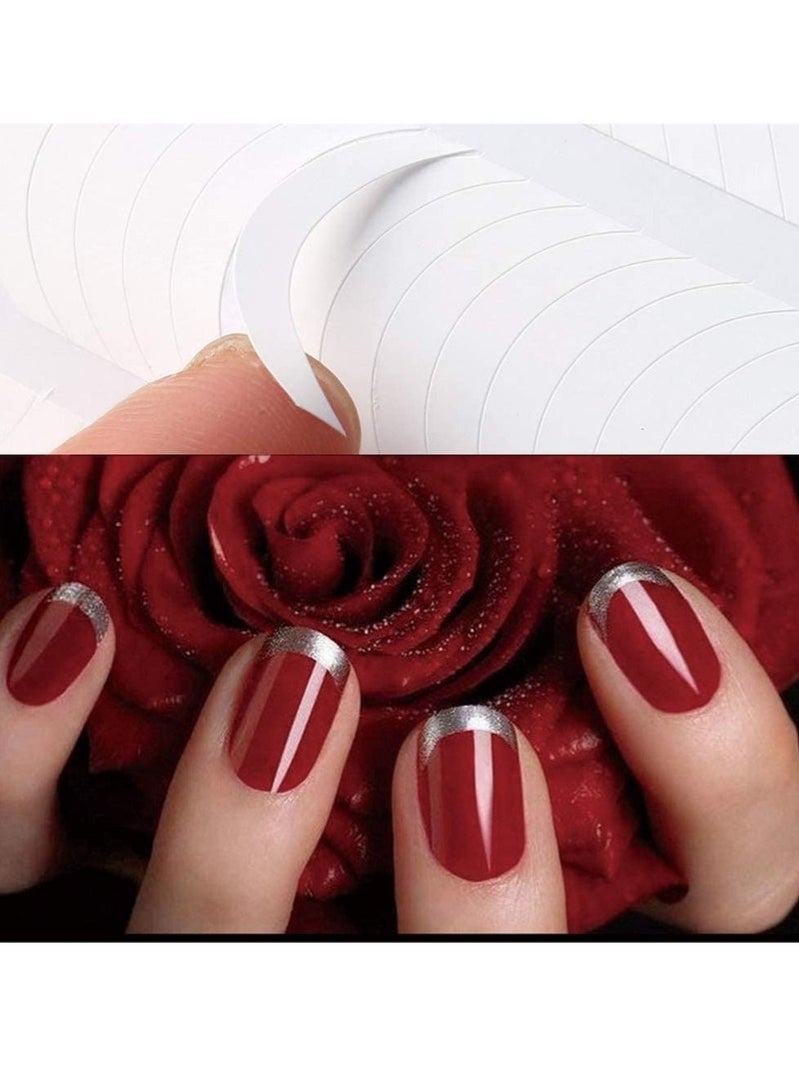 50 Sheets (2400 pcs) French Nail Self-Adhesive Paper Template Nail Tip Smile Line Guide For Ladies And Girls - Moon Shaped Design - Image 4