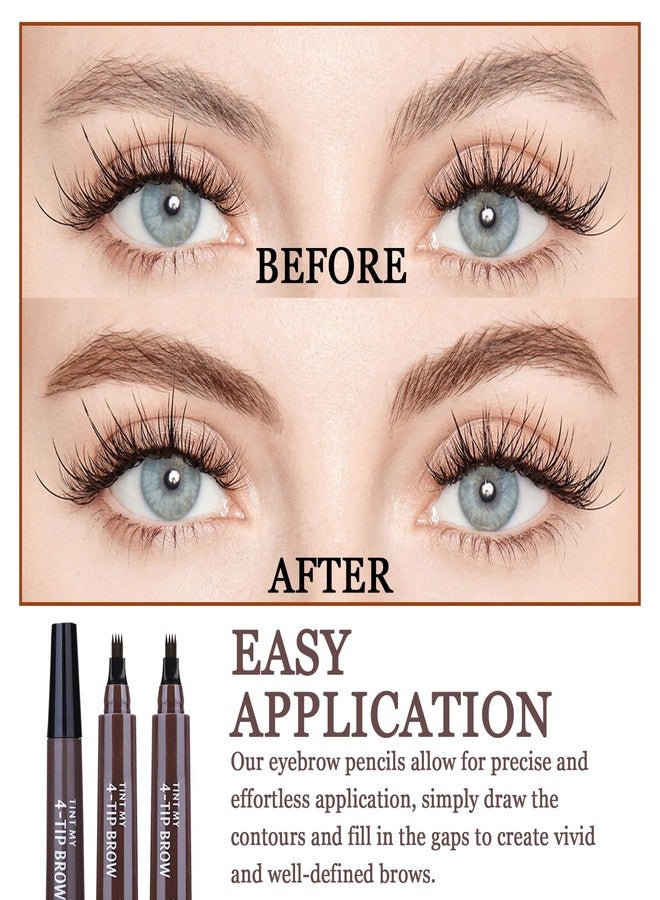 PPPanYiDi 3PCS Microblading Eyebrow Pencils with 24 Eyebrow Stencils,Waterproof Liquid Eyebrow Pen,Magical Precis Eyebrow Contouring Pen,4 Tip Micro Brow Pencils,Smudge-proof Eye Brow Pencils (Grey) - Image 3