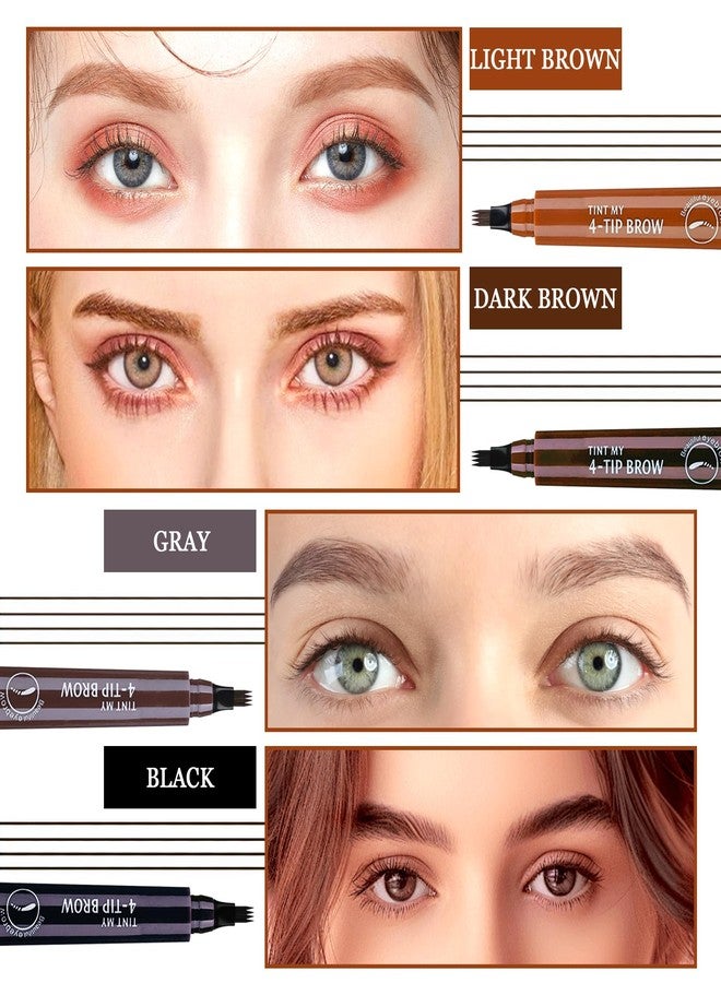 PPPanYiDi 3PCS Microblading Eyebrow Pencils with 24 Eyebrow Stencils,Waterproof Liquid Eyebrow Pen,Magical Precis Eyebrow Contouring Pen,4 Tip Micro Brow Pencils,Smudge-proof Eye Brow Pencils (Grey) - Image 4