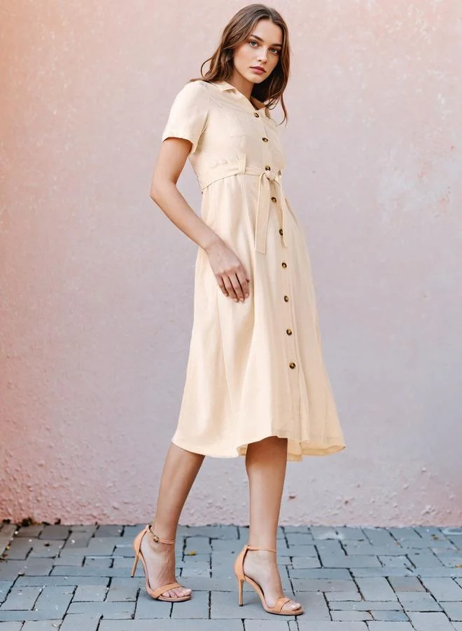 2Xtremz 2Xtremz Midi Shirt Dress with Belt and Pockets