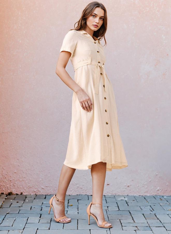 تواكستريمز فستان ميدي  بحزام وجيوب - Image 2