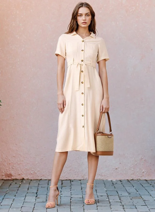 2Xtremz 2Xtremz Midi Shirt Dress with Belt and Pockets