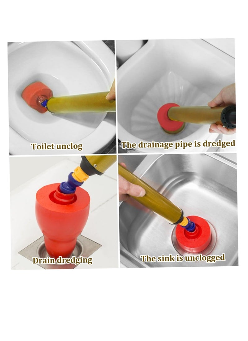 Generic - High Pressure Toilet Plunger, High Pressure Toilet Unblock, One Shot with a 180° Rotating Rubber Sealing and Press Handle Drain Clog Remover, for Bathroom/Floor Drain/Sink/Bathtub/Clogged Pipe - Image 1