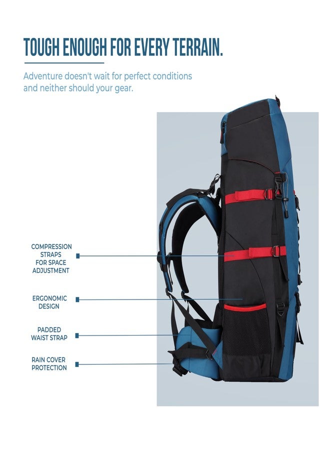 Gear Pioneer Travel 75L Extra Large Water Resistant Rucksack/Travel bag/For Men & Women(Blue - Black) - Image 5