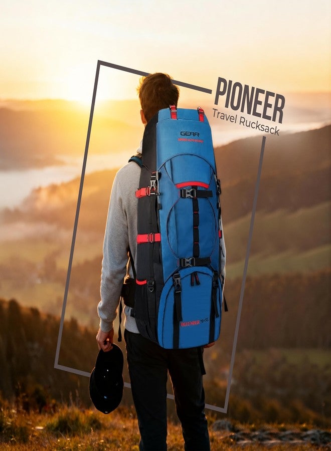Gear Pioneer Travel 75L Extra Large Water Resistant Rucksack/Travel bag/For Men & Women(Blue - Black) - Image 2