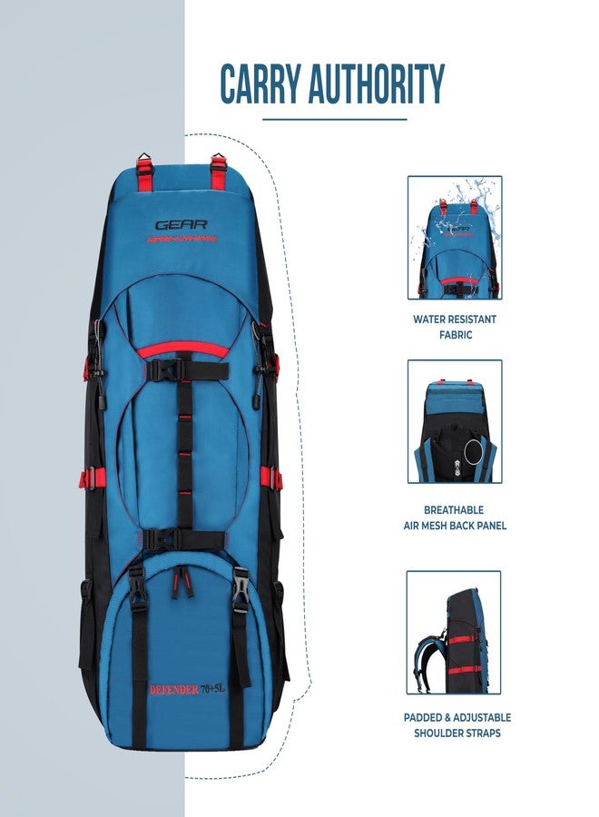 Gear Pioneer Travel 75L Extra Large Water Resistant Rucksack/Travel bag/For Men & Women(Blue - Black) - Image 4