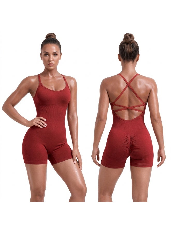 Women Seamless Romper – Stretch Body Shaper Jumpsuit, Adjustable Strap, Breathable Slim Fit Activewear