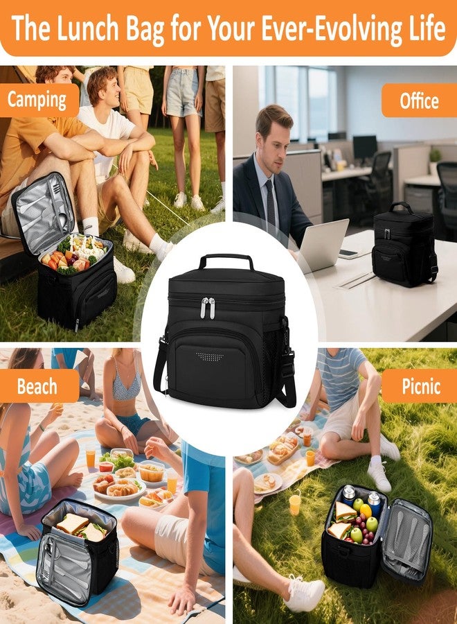 Vankor Insulated Lunch Bag for Men Women, Reusable Lunch Box Leakproof Cooler Lunch Tote Bag with Adjustable Shoulder Strap for Work Office Picnic Beach Travel, Coffee - Image 5