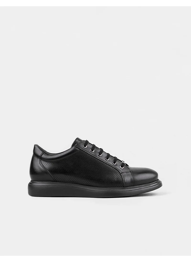 كاباني Leather Black Lace-Up Men's Casual Shoes