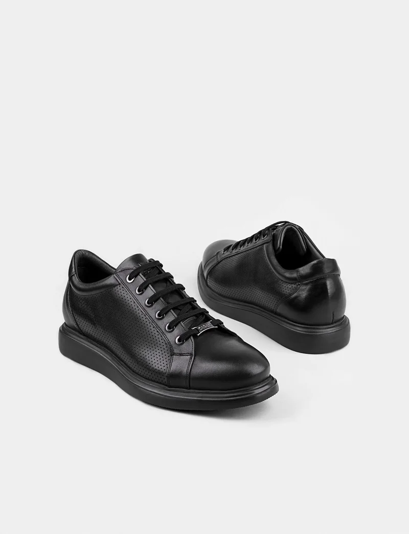 كاباني Leather Black Lace-Up Men's Casual Shoes